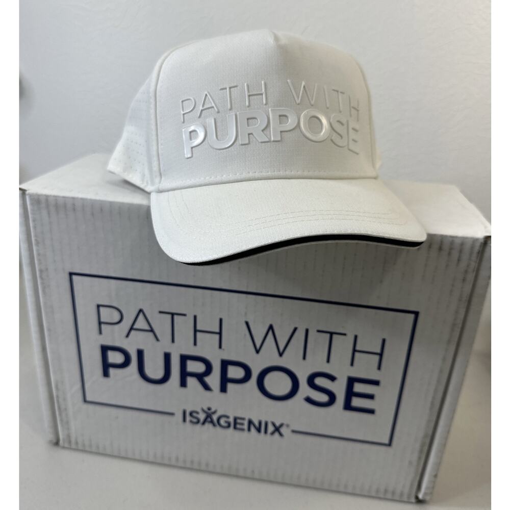 PATH WITH PURPOSE / ISAGENIX / 3D Logo White Adjustable Hat / Cap New With Box